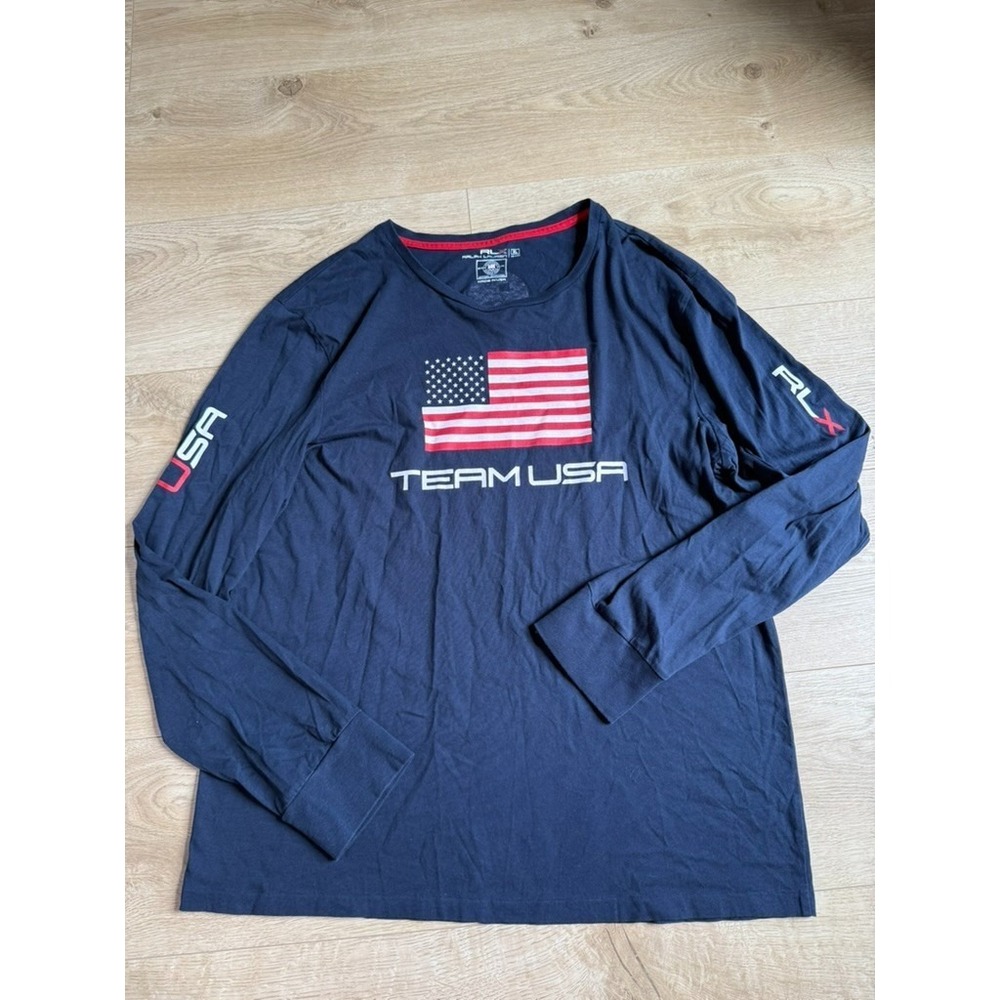 EUC Mens RLX Ralph Lauren USA long sleeve tshirt olympic team sochi russia sz XL